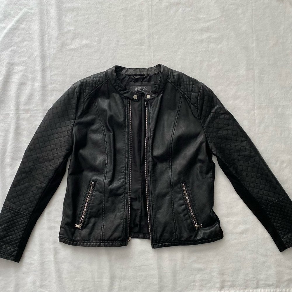 Kenneth Cole Reaction Black Leather Jacket Size XL